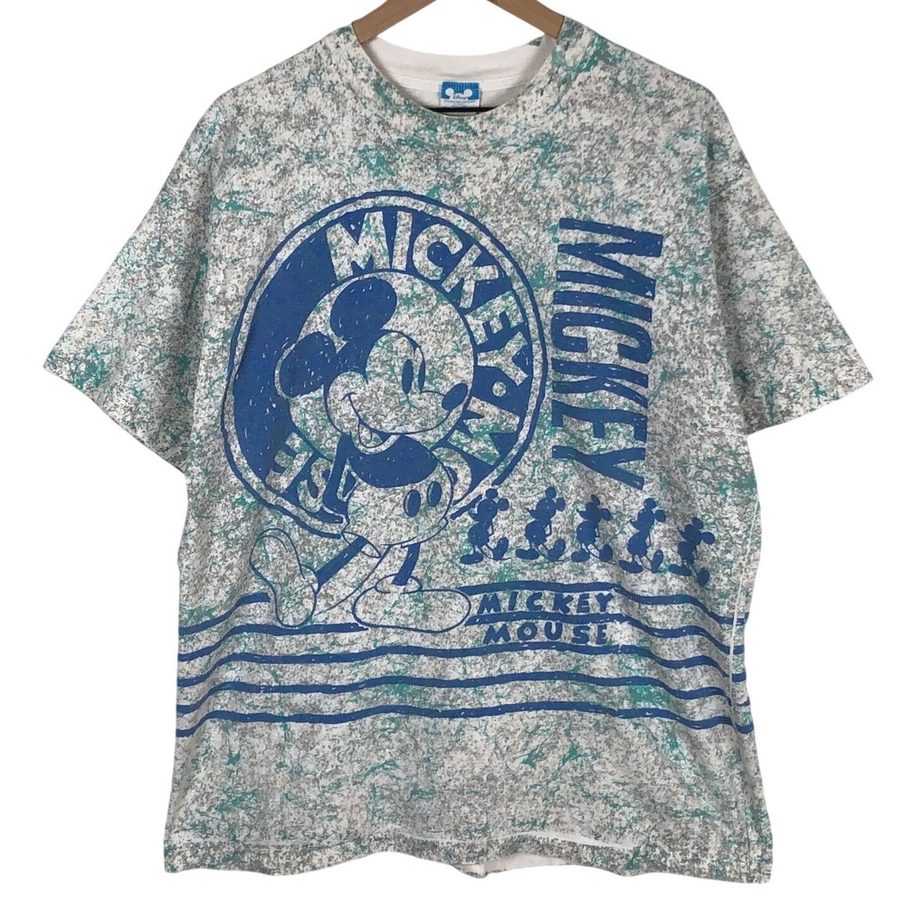 VTG DISNEY Mickey Mouse AOP T-Shirt Made in USA One Size Fits All Single Stitch